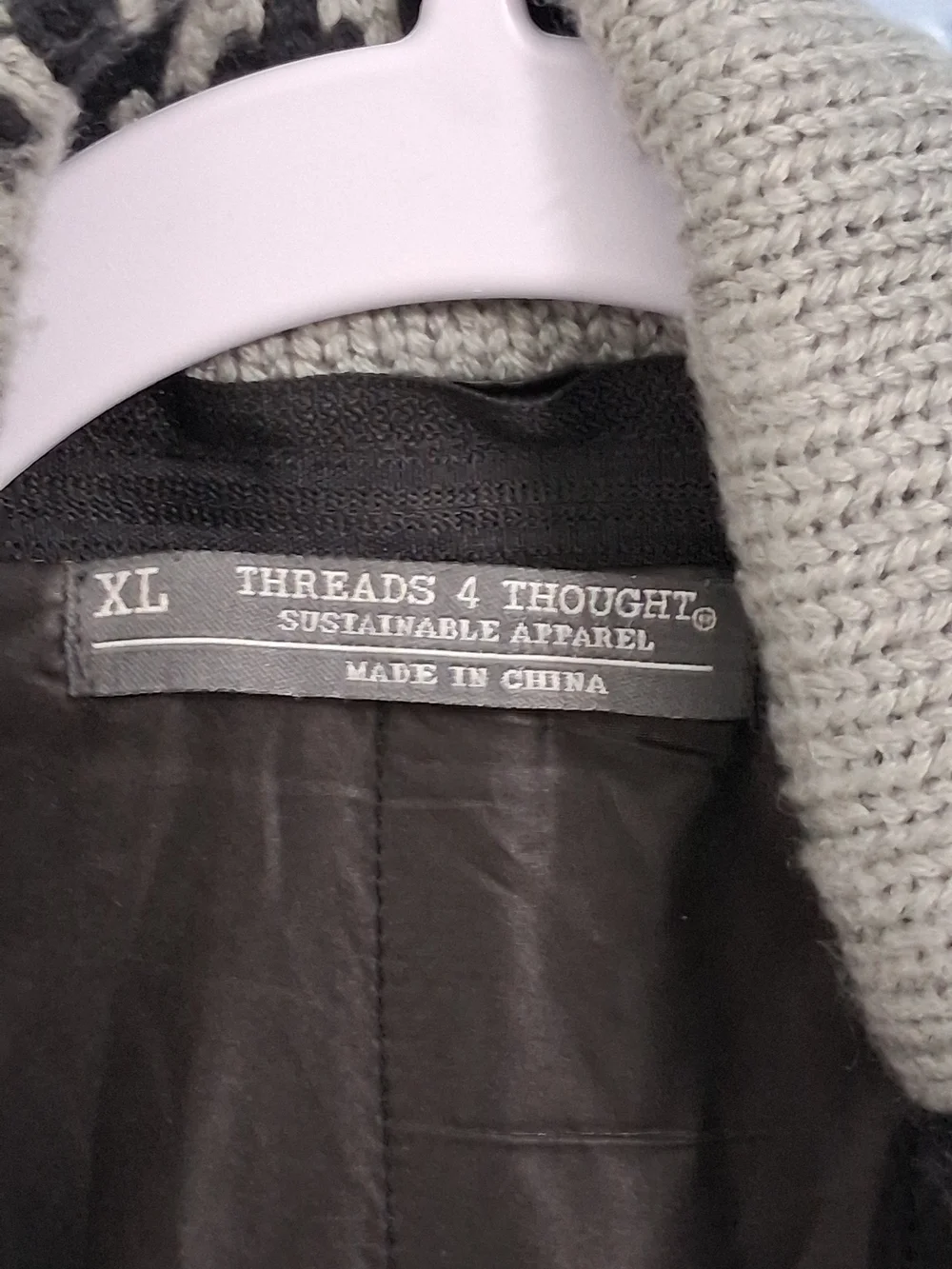 Threads 4 Thought Gray Tweed Sport Coat with Knit Shawl Collar